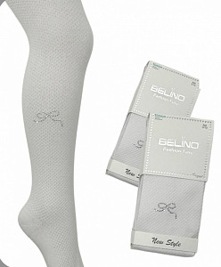 Белые колготки со стразами для девочки BELINO