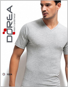 Серая мужская футболка с V-образным вырезом (супрем)  DOREA